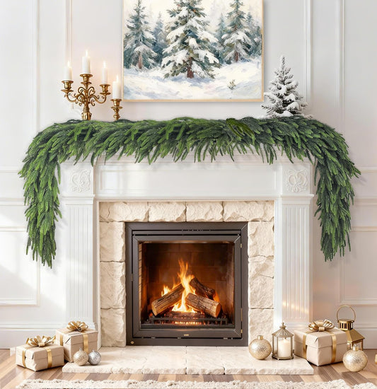 Norfolk Pine | 6 Ft Realistic Christmas Garland - Faux Winter Decor for Mantle, Table, Stairs & More