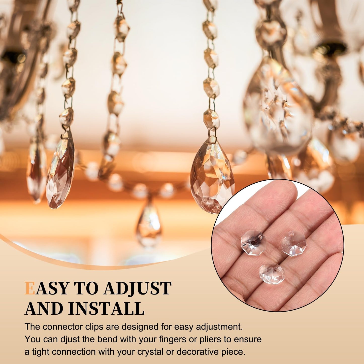 uxcell 100Pcs 1 Hole Crystal Octagon Beads, 12mm K9 Glass Hanging Chandelier Beads Prisms Parts for Crystal Chandeliers Lamp Hanging Pendant Jewelry DIY Craft, Clear White