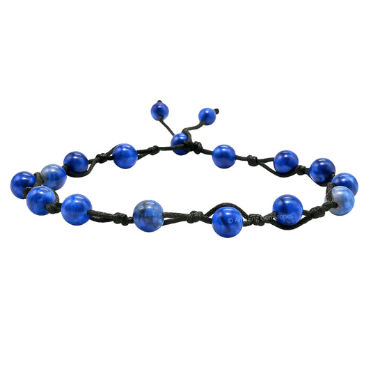 Amazing Gemstone Sodalite Anklet Ankle Bracelets for Women - Waterproof Beaded Healing Crystal Anklets, Plus Size Chakra Gemstone Bead Anklet (Stretchy Adjustable - Hand Knotted)