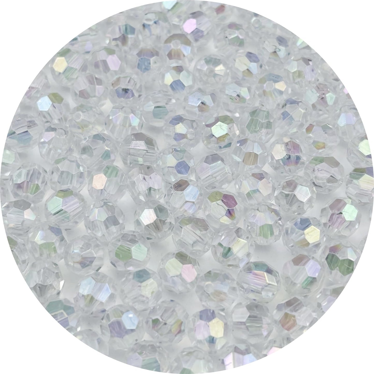 Pinhoollgo 1000pcs 6mm Acrylic Faceted Round Beads AB Colors Glossy Acrylic Beads Round Spacer Beads with Hole for DIY Bracelet Necklace Jewelry Making Supplies Handmade Craft(Transparent AB)