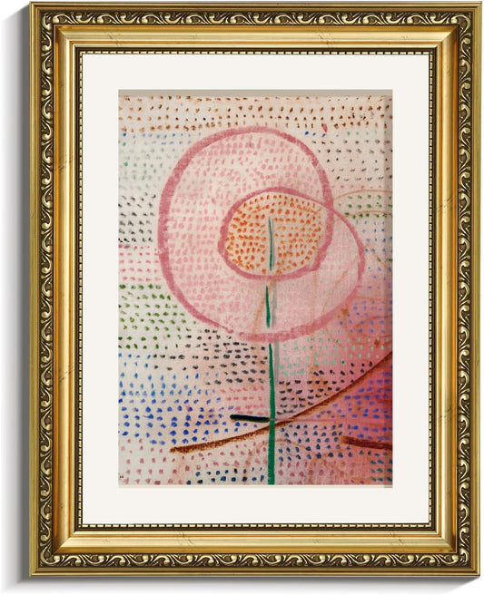 VIYYIEA Gold Framed Canvas Print - Vintage Abstract Flower Wall Art for Home Decor | 11x14in Multicolor