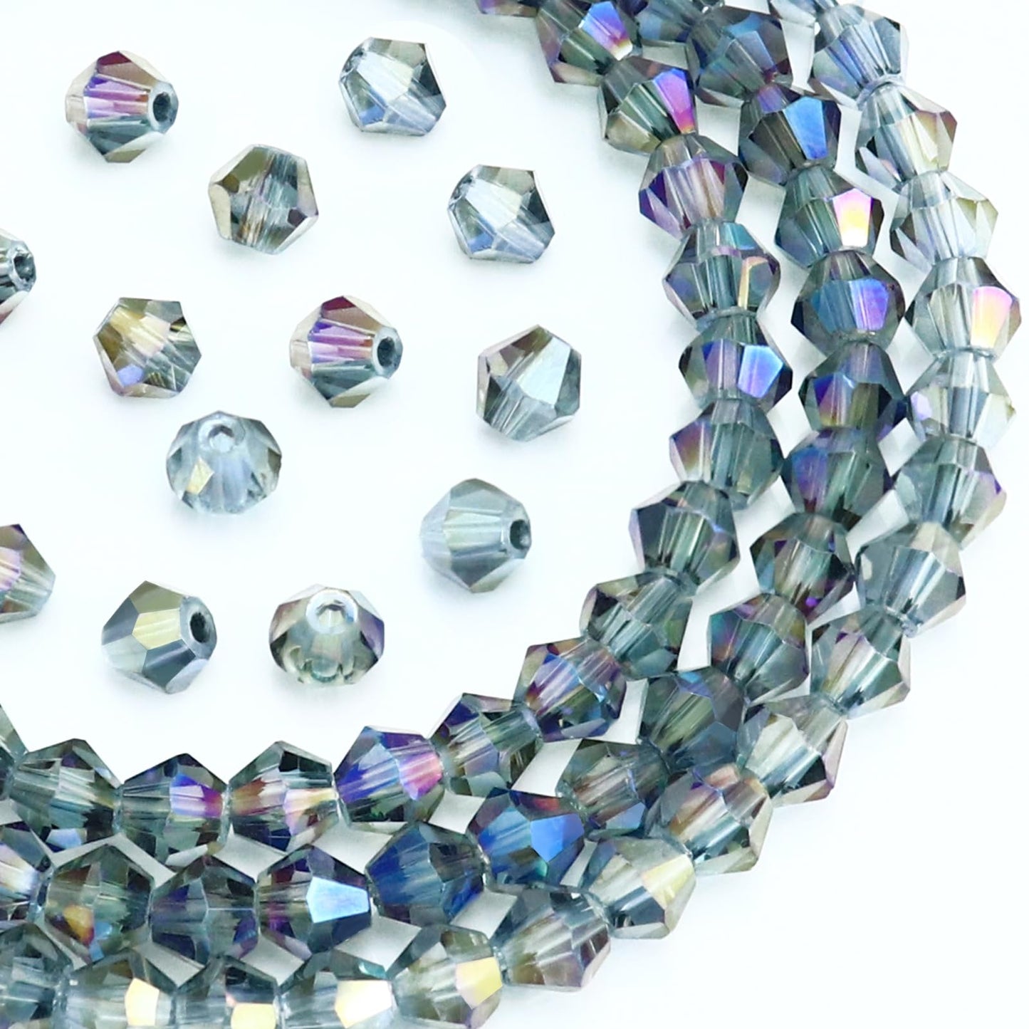 Dowarm 100PCS 8MM Crystal Bicone Beads for Crafts, Jewelry Making, DIY Bracelet, Necklace, Dolls, Wine Charms, Wind Chimes, Suncatchers, Bulk Faceted Loose Glass Beads, Transparent Purple