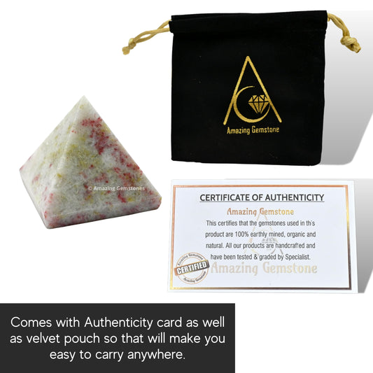 Amazing Gemstone Cinnabarite Pyramid Crystal Healing Stones - 1" Great Pyramid Figurine of Natural Stone Pyramid for Meditation, Reiki, Chakra Balancing and Crystal Pyramids Grid