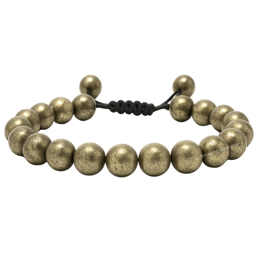 Amazing Gemstone Pyrite Bracelet, Gifts For Men & Women - Protection Healing Crystal Bracelet - 8mm Gemstone Beaded Adjustable Bracelet, Pulseras Para Hombres Mujer Stocking Stuffers