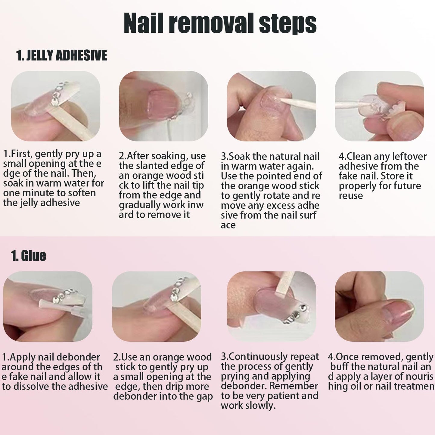 NEUQL Stiletto Elegant Almond Shaped Nails in Pink and White Embellished with Rhinestone Butterflies Handmade Stiletto Press on Nails 3D Luxury Press on Nails (S) - 10 Pieces