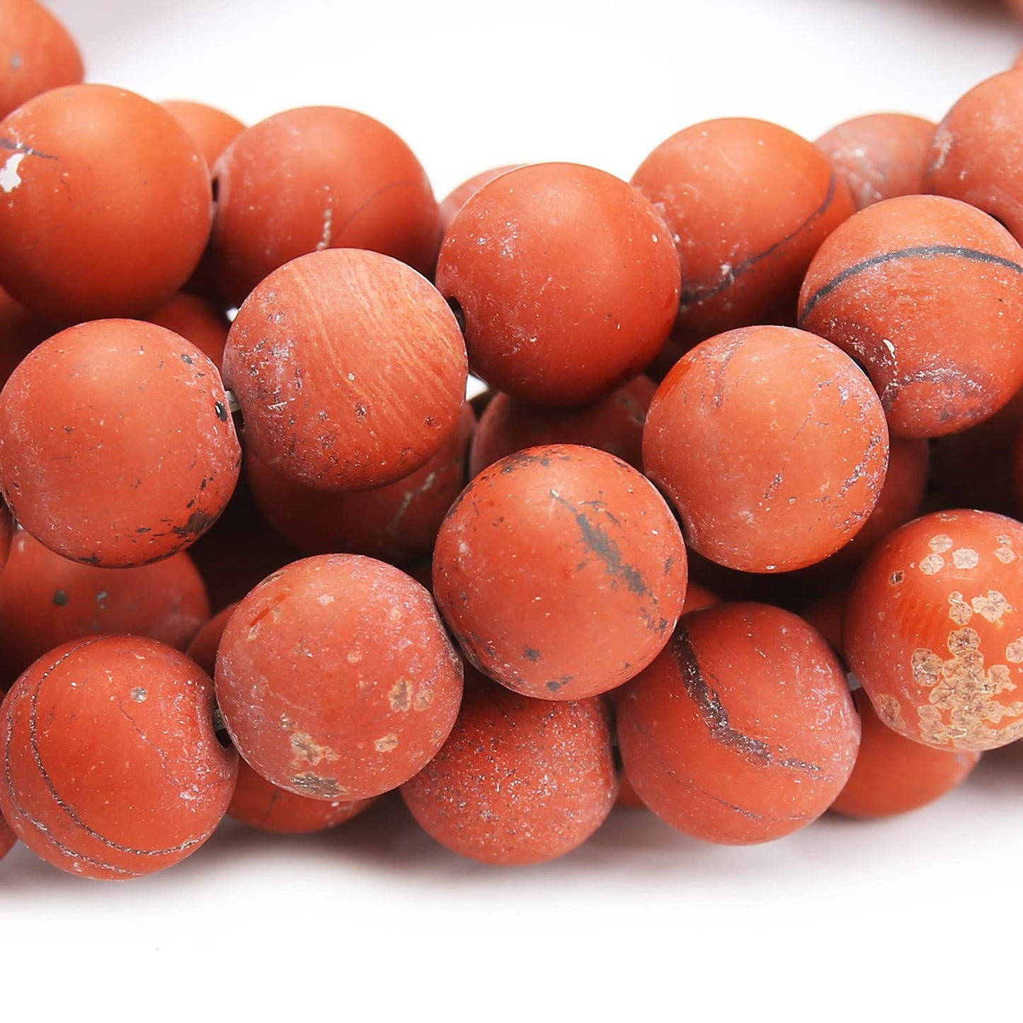 Natural Matte Red Jasper Beads, 8MM Round Frosted Unpolished Loose Gemstone Beads for Bracelet Necklace Jewelry Making, Energy Stone Healing Power with Stretch Beading Cord