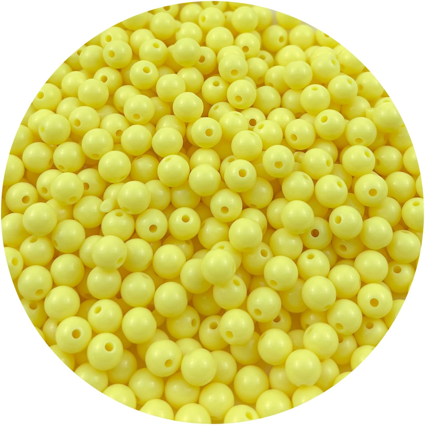 Mulutoo 400Pieces 8MM Acrylic Round Beads Round Acrylic Balls Chunky Beads Smooth Spacer Plastic Pastel Beads Craft Beads for Necklace and Bracelet Making Crafting Supplies(192-light Yellow)