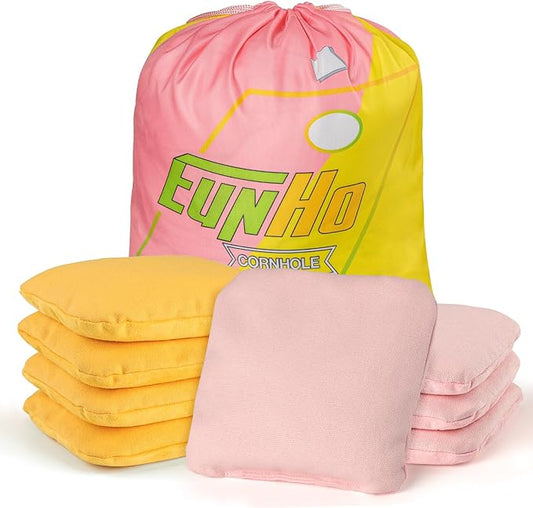 EunHo Dual Sided Cornhole Bags Regulation Set of 8 Professional Cornhole Bean Bags Slick and Stick for Tossing Game-All Weather