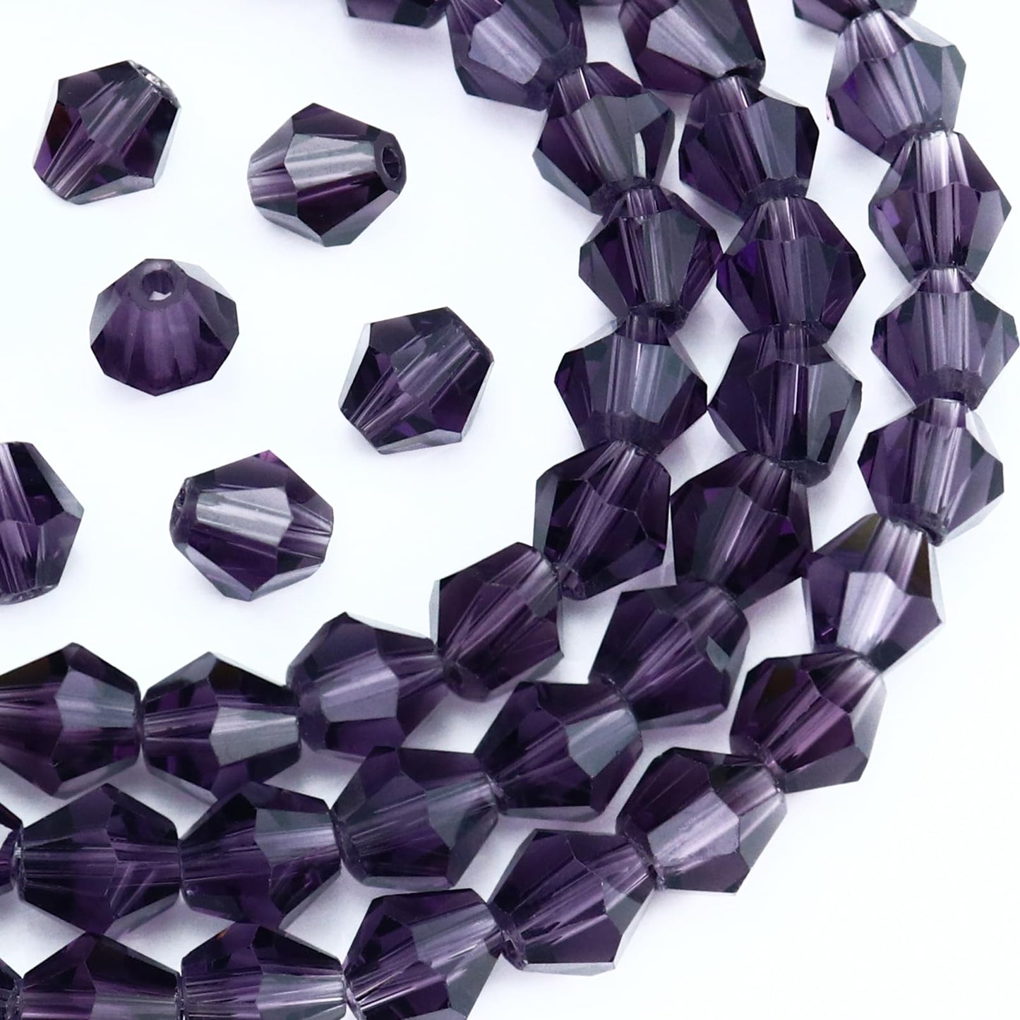 Dowarm 250PCS 6mm Bicone Beads, Bulk Faceted Crystal Glass Beads for Jewelry Making, Craft, Bracelet, Necklace, Dolls, Loose Beads, Purple/Tanzanite/Violet