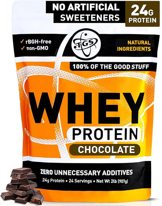 Chocolate Whey Protein Powder 2lb - No Artificial Sweeteners, All Natural Ingredients, No Stevia, GMO Free - Whey Concentrate for Men & Women Shakes, Smoothies - Muscle Recovery