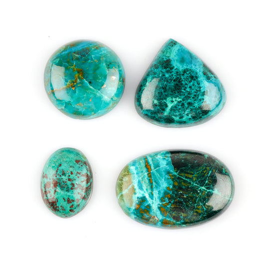 Natural Chrysocolla Cabochon Gemstone Lot | 10–20 mm Polished Oval & Freeform Stones | 100 Carat Mixed Cabochons for Jewelry Making, Cabbing & Crystal Healing