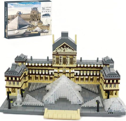 Architecture Louvre Micro Building Blocks Set, 3377 PCS World Famous Architectural Paris Louvre Museum Building Kit, House Building Collection Display Construction Model Gifts for Teens and Adult