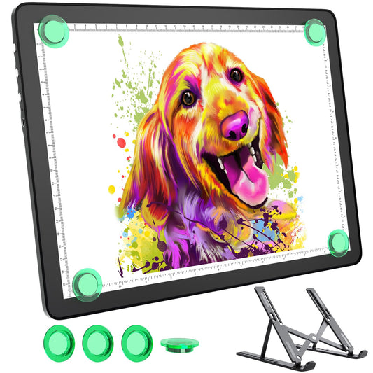 Cordless A3 Diamond Painting Art LED Light Board for Tracing and Drawing,Bawaslom Light Box with 3 Colors & 6-Level Brightness,Rechargeable Drawing Pad for Tracing,Diamond Art,Vinyl Weeding,Sketching