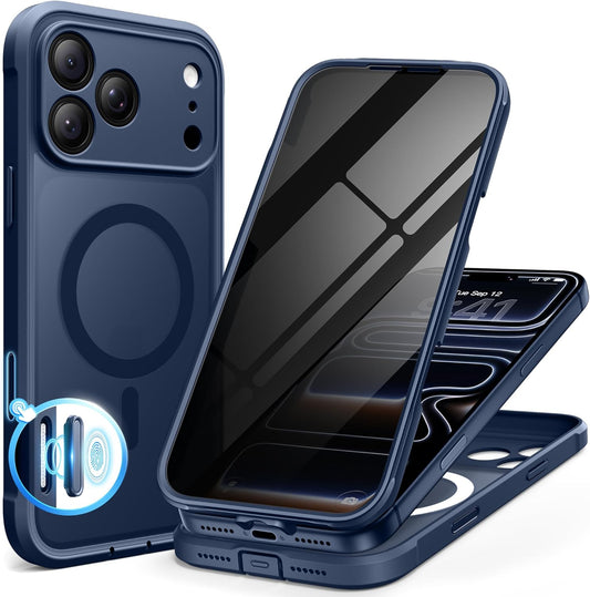 BERFY 17 6.3", for iPhone Pro Case, Compatible with MagSafe, Built-in Privacy Screen Protector, Camera Protection