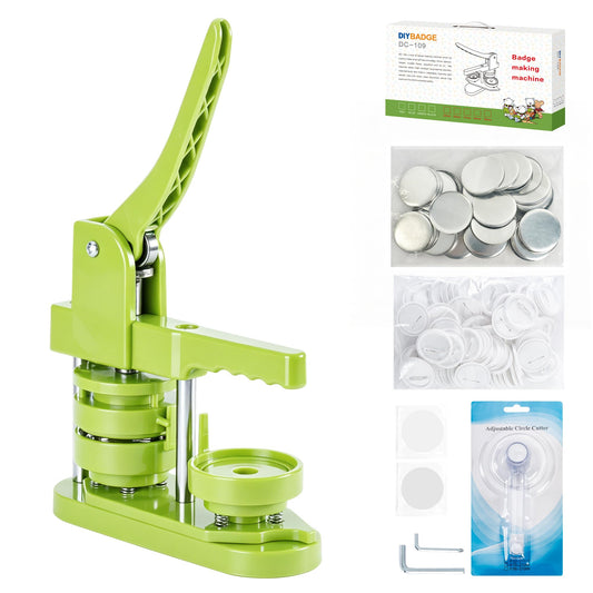 Button Maker Machine 58mm - (3rd Gen) Installation-Free 58mm(2.25in) DIY Pin Badge Button Maker Press Machine Badge Punch Press with Free 100pcs Button Parts&Pictures&Circle Cutter&Magic Book