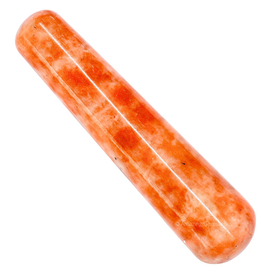 Amazing Gemstone Sunstone Crystal Wand Massage Stick - Pelvic Wand Gua Sha for Adults - Crystals and Healing Stones Massage Wands for Adults Gifts (Smooth)