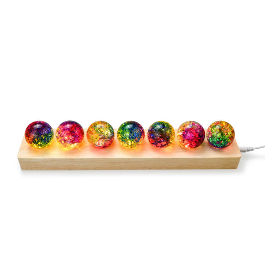 7 Colors Crackle Crystal Ball with LED Stand, 40mm Chakra Healing Stones for Meditation Reiki Energy Balance, Spiritual Decor Glass Sphere Lamp Night Light Gifts