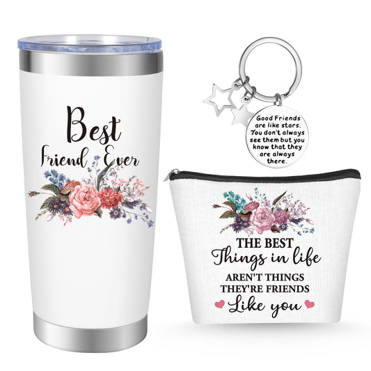 NXPOY Gifts for friend, Fried gift, Birthday gifts for women 20OZ Tumbler+Cosmetic bag + Keychain