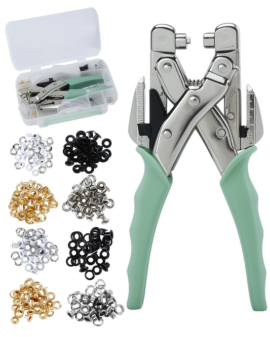 UCEC Professional 3/16 & 1/8 Inch Grommet Tool Kit, Grommet Eyelet Pliers Kit with 160Pcs Metal Grommets, Eyelet Hole Punch for Craft Paper Card Banners DIY Scrapbooking