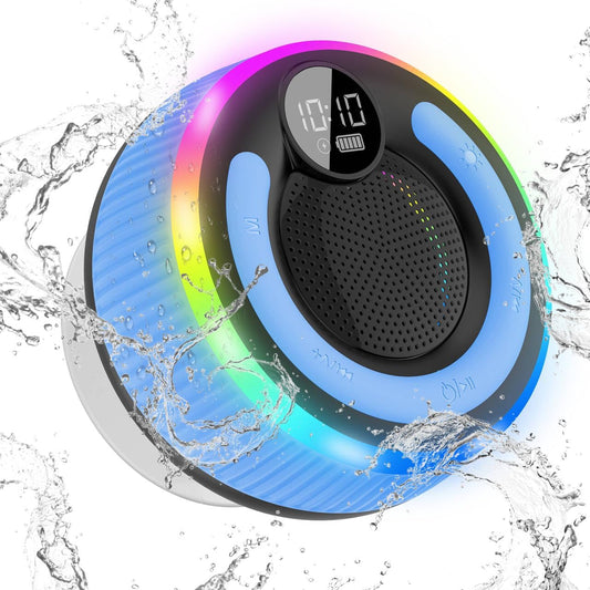 AOSRAU 5.3, Portable Bluetooth Shower Speaker with Lights, Bluetooth Small Wireless Speaker for Outdoor, Blue