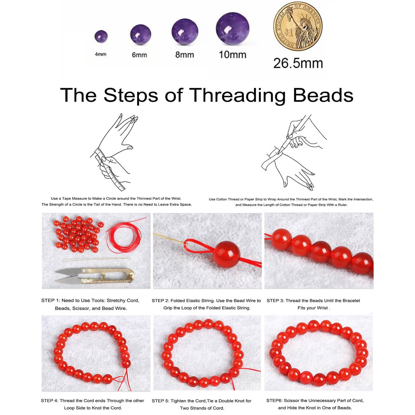 10mm Natural White Howlite Round Bead - 35PCS Bulk Gemstone Beads for Jewelry Making, DIY Bracelets, Necklaces - Includes Crystal Stretch Cord - Stone Beads for Crafting Gifts