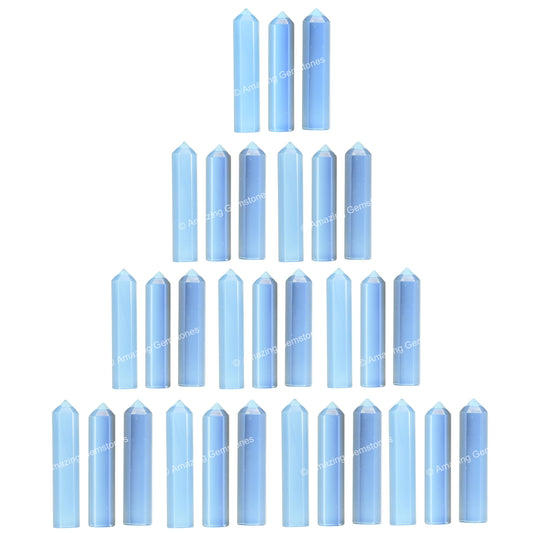 Amazing Gemstone Opalite Crystal Points Bulk Healing Crystals and Stones - Pack of 3 Single Terminated Healing Wand Point Bulk Crystals for Crafts, Crystal Grid, DIY Work - Premium Crystals