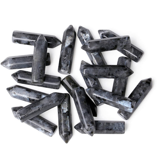 10PCS Black Labradorite Natural Healing Crystals Stones Sets Polished Tumbled Pocket Gemstones Bulk Hexagonal Points Reiki Energy Balancing Chakra Meditation Therapy Desk Decor Gift