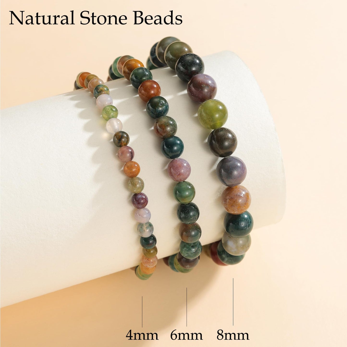Udolfly Womens Crystal Beaded Bracelets for Women Men Protective Energy Bracelet Natural Gemstone Bead Bracelet 4mm Agate