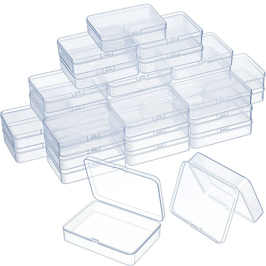 SATINIOR 48 Packs Clear Small Plastic Containers Transparent Storage Box with Hinged Lid for Small Items Crafts Jewelry (4.4 x 3.3 x 1.2 Inch)