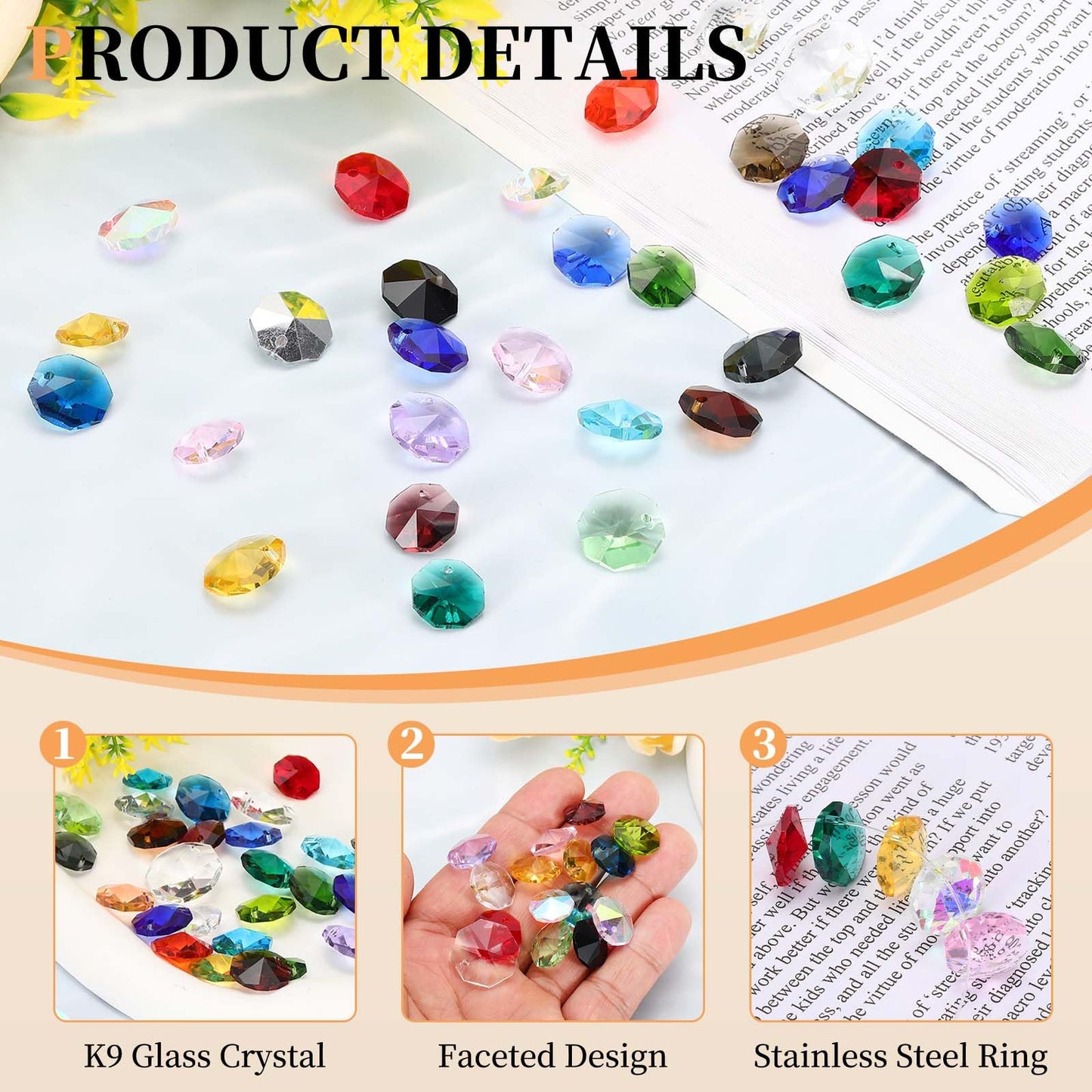 uxcell 25Pcs 1 Hole Crystal Octagon Beads, 14mm K9 Glass Hanging Chandelier Beads Prisms Parts for Crystal Chandeliers Lamp Hanging Pendant Jewelry DIY Craft, Blue