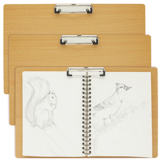 Extra Large Wooden Clipboards, 11 x 17.3 – Horizontal Wood Lap Boards with Clip for Drawing, Sketching, and Writing, 3mm Thick, Ideal for Artists, Students, and Office Use - 3 Pack