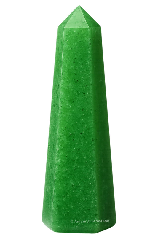 Amazing Gemstone Green Strawberry Quartz Crystal Towers - Natural Healing Crystal Point Obelisk for Reiki Healing and Crystal Grid (3" to 4" INCH)