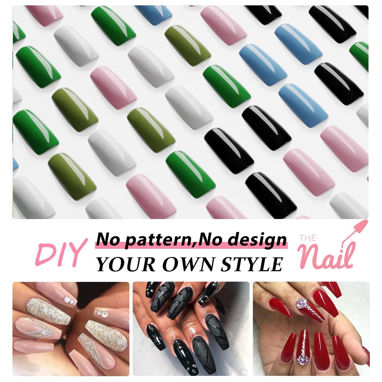 Matte Brown Press On Nails Medium Long Square, Xcreando Medium Coffin Nails Acrylic Press ons Glue on Nails Long Length, Solid Color Fake Nail for Women, Natural Thick Artificial Nail Stick on