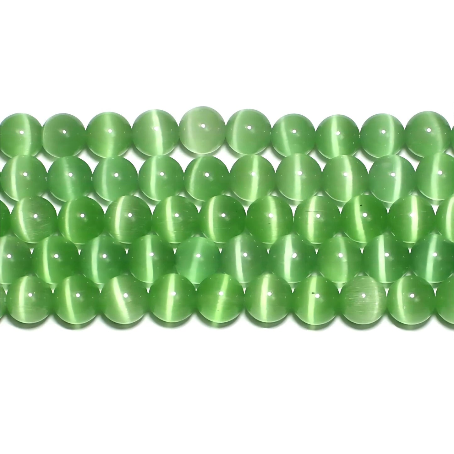 MJDCB 30pcs Light Green Cat Eye Stone Beads 12mm Round Crystal Loose Bead for Jewelry Making DIY Bracelets Necklace