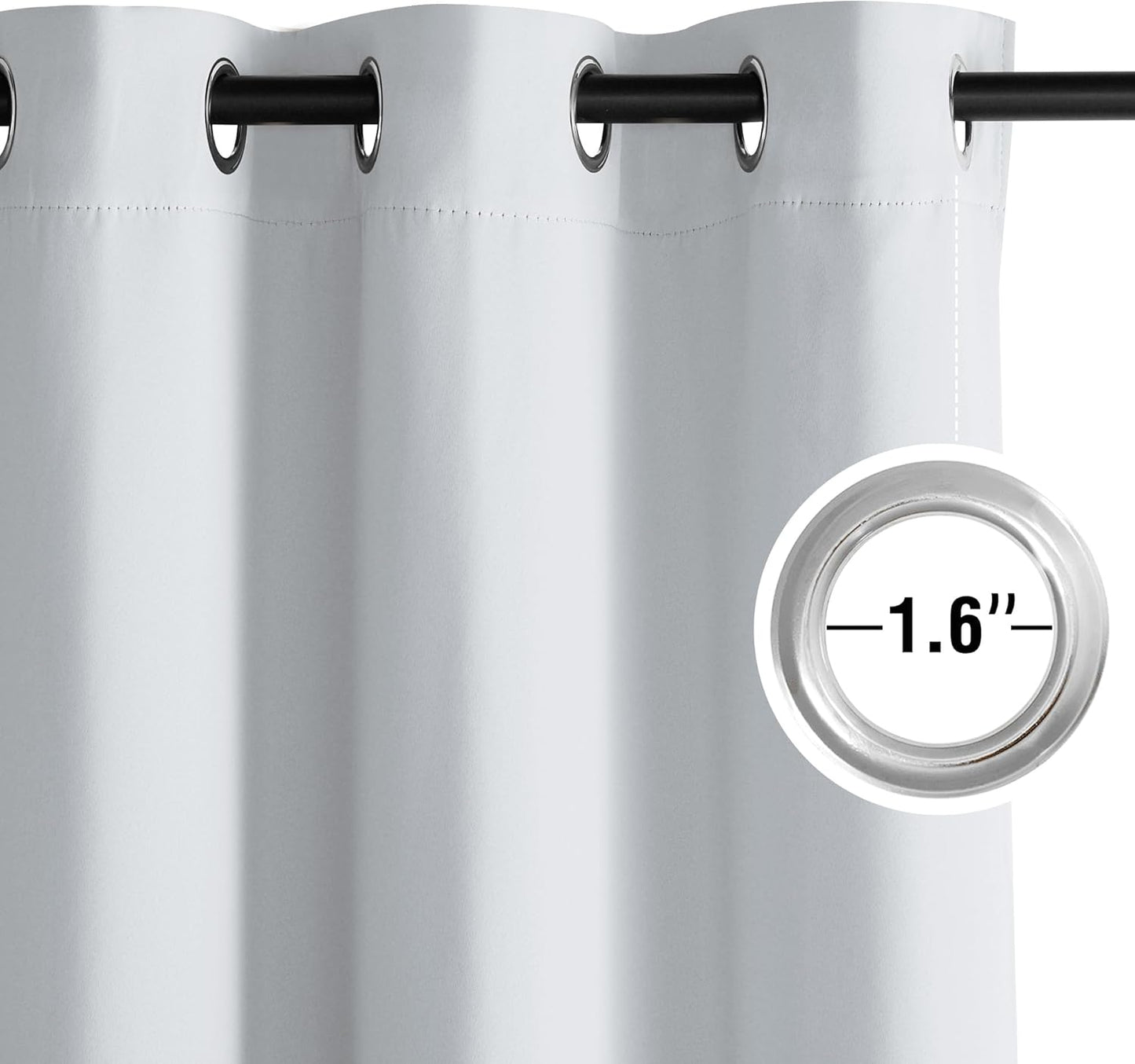 NICETOWN Room Darkening Curtains - Greyish White Drapery Panels, 52" x 63" for Ultimate Light Control