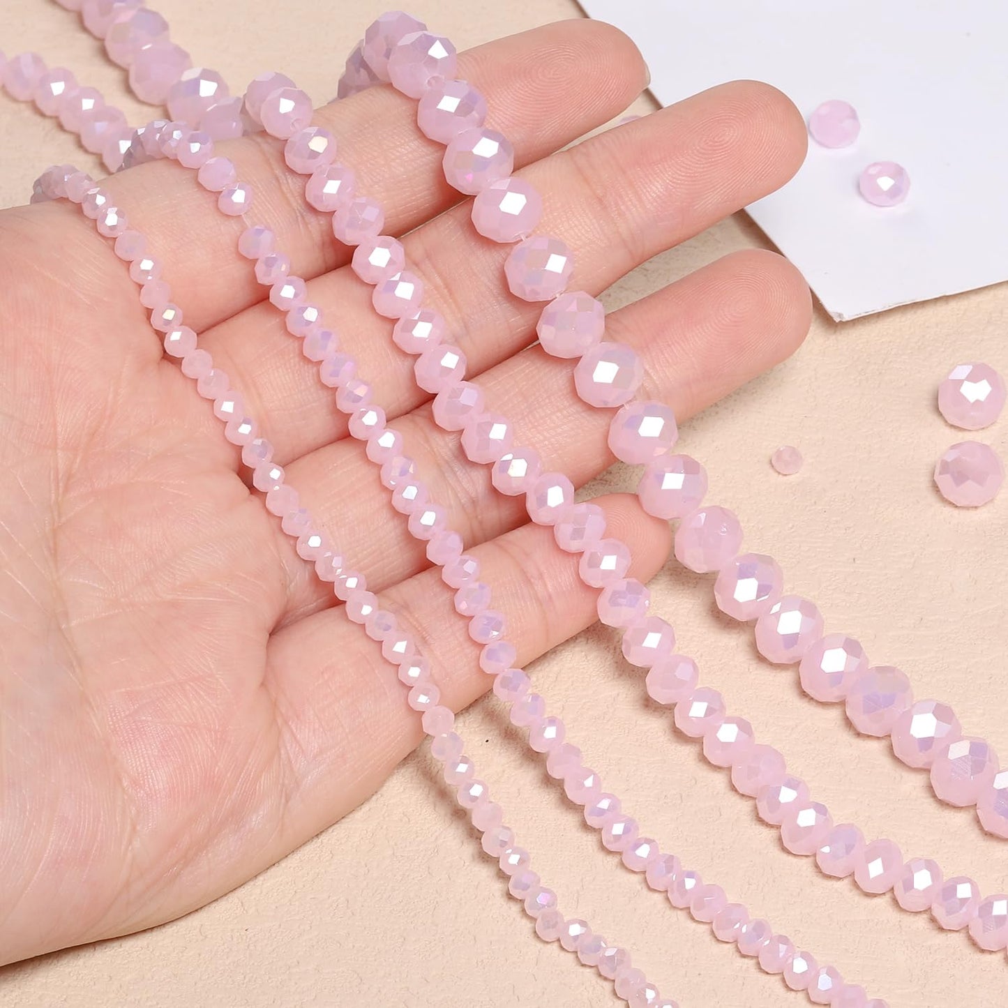 NITOPUPU 500pcs 6mm Crystal Glass Beads for Jewelry Making Faceted Rondelle Flat Beads for Bracelets Necklace Earrings DIY Crafts (Pink AB Jade Crystal Bead)