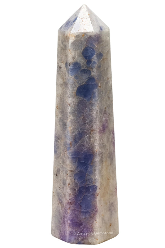 Amazing Gemstone Hackmanite Fluorescent Sodalite Crystal Towers - Natural Healing Crystal Point Obelisk for Reiki Healing and Crystal Grid (3" to 4" INCH)
