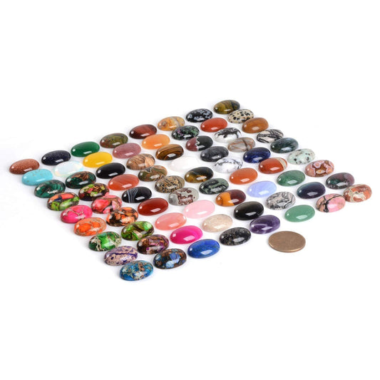 Wholesale Lot 24pcs Multi-color 25mm Gemstone Oval Cab Cabochon For Jewelry Making