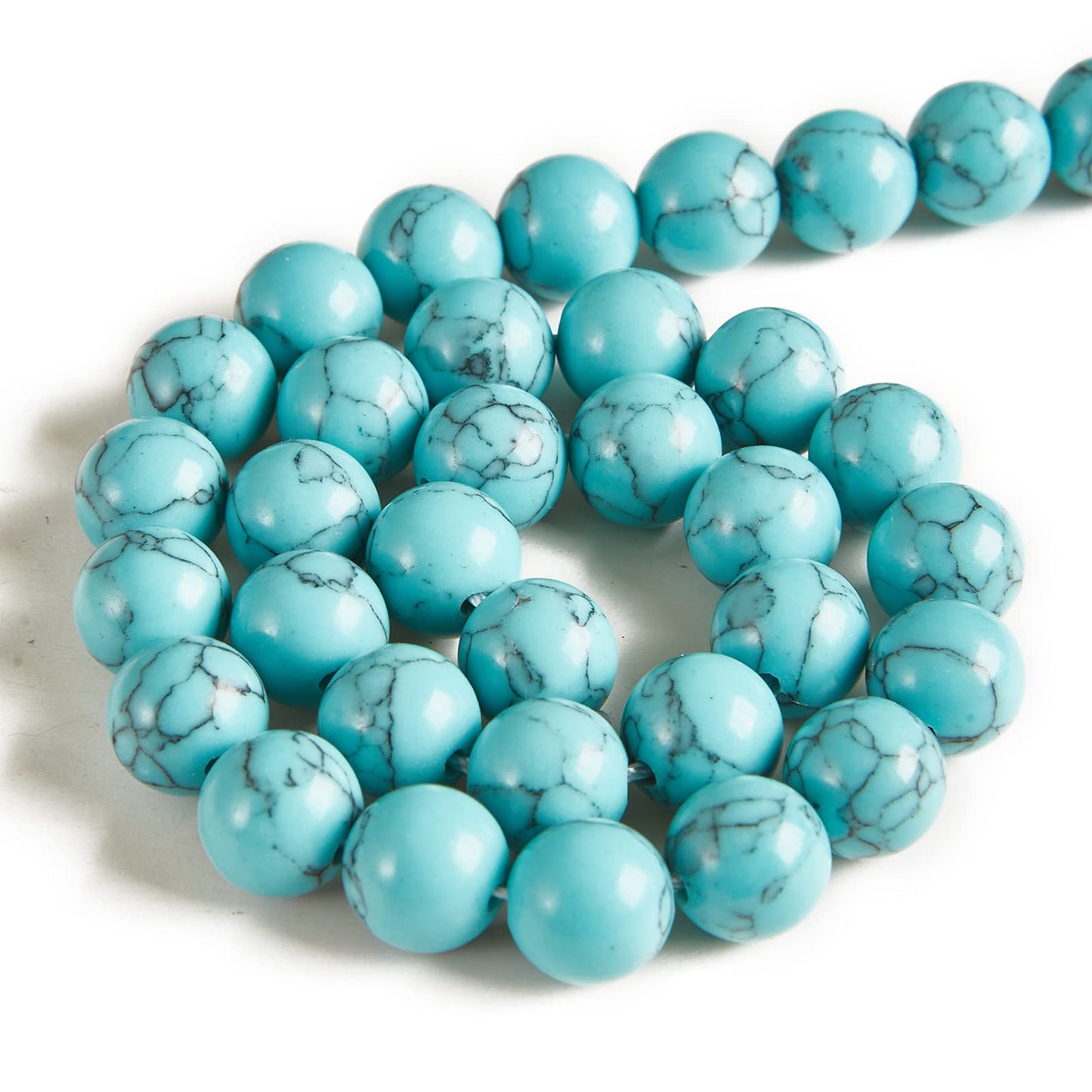 100pcs 10mm Blue Turquoise Beads Natural Gemstone Beads Round Loose Beads for Jewelry Making
