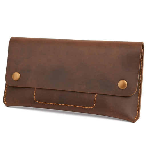 TheAntiq Leather Money Bag Currency Organiser Pouch, Dollar Bills Holder, Bills Organizer with Mobile Pocket, Money Envelope For Men and Women (Brown)