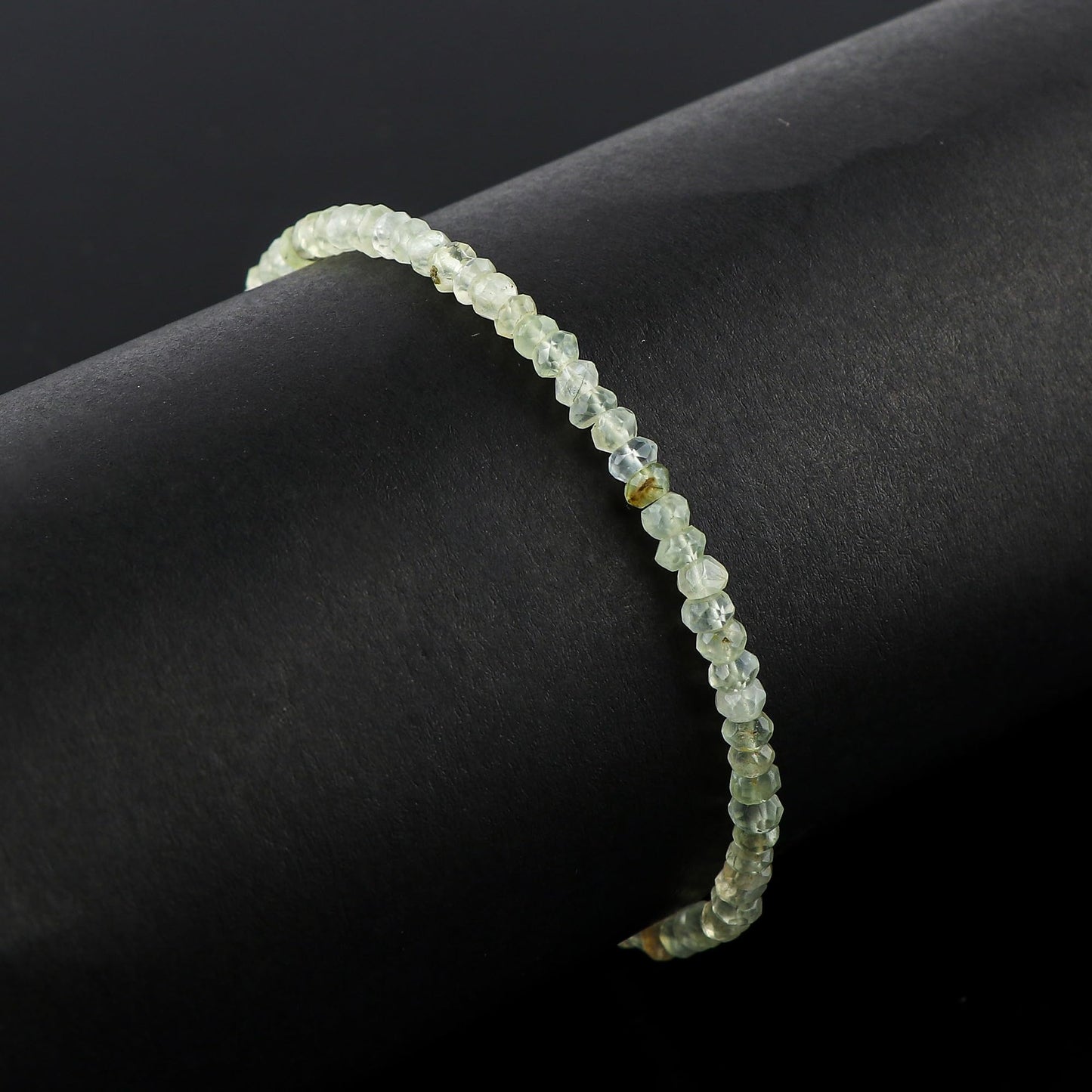 CRYSTALINES Natural Prehnite Gemstone Bracelet, Handmade Jewelry, Healing Crystals, Silver Bracelet, High Grade Stones, Adjustable Chain, Birthday Gift for Women, 8inch