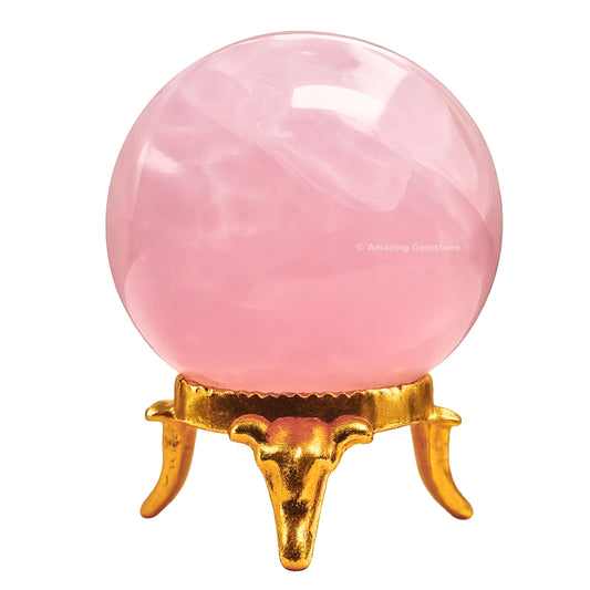 Amazing Gemstone Rose Quartz Crystal Ball with Stand - 2 Inches Crystal Sphere Meditation Balls for Witchcraft and Decorative Balls