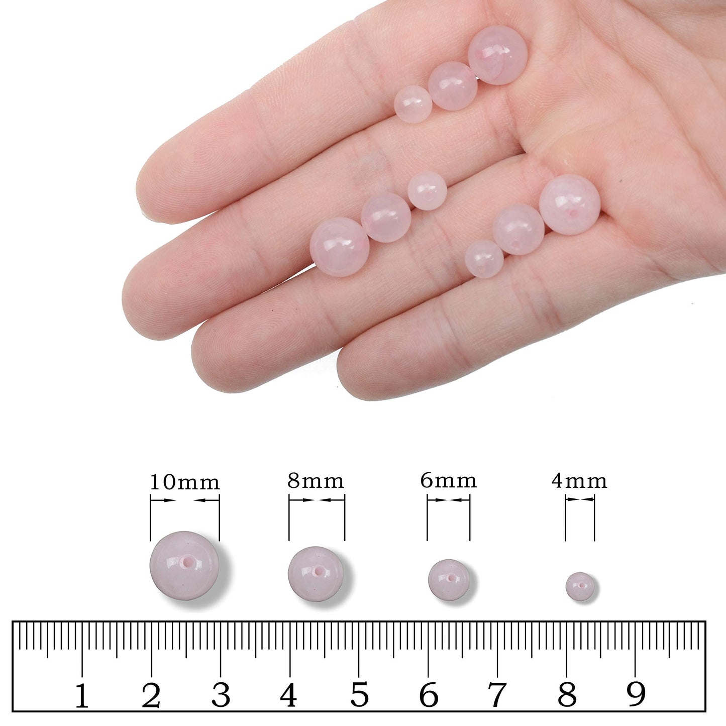 AD Beads Natural Gemstone Round Loose Beads 15" for Bracelet Necklace Earrings Jwelery Making Crafts DIY (10mm, Rose Quartz)