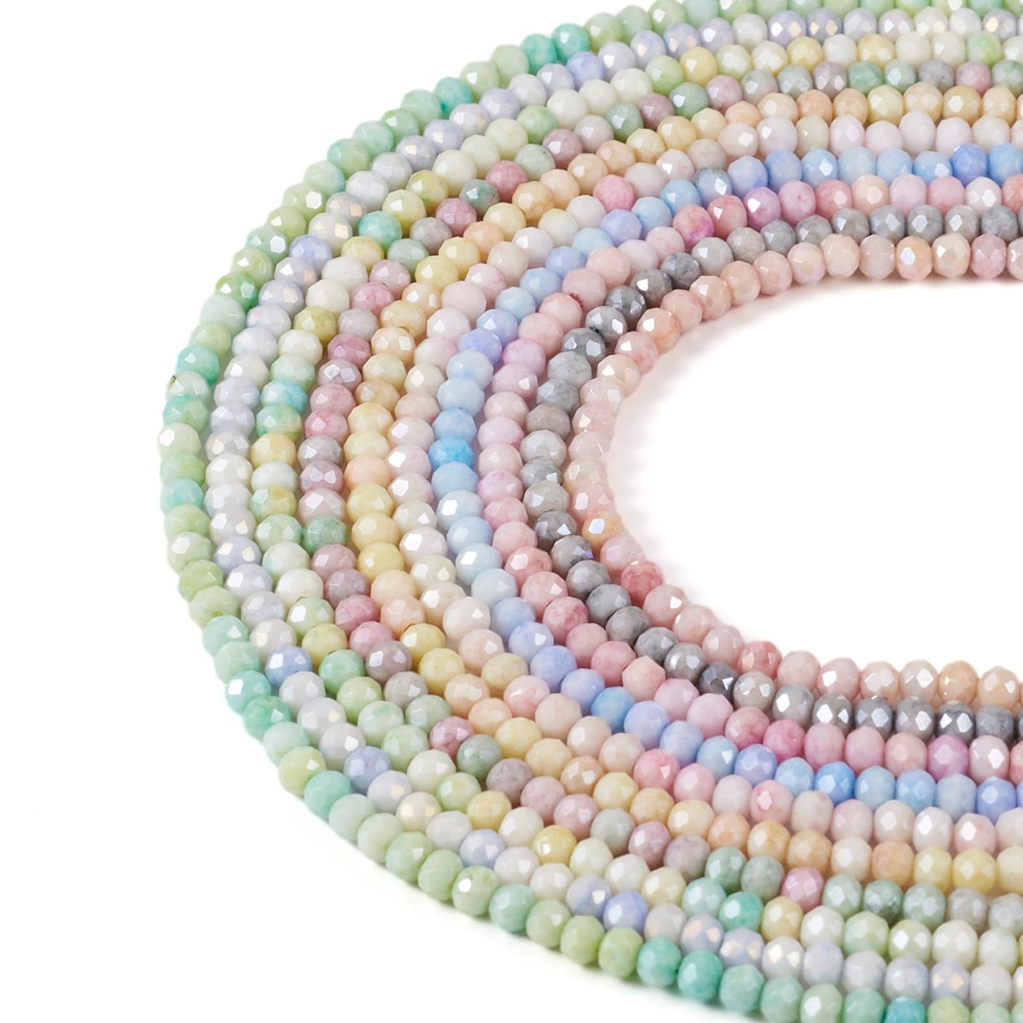 Elecrelive 660pcs Briolette Crystal Beads 4mm Glass Rondelle Beads AB Color Faceted Glass Loose Beads for DIY Beading Bracelet Necklace Jewelry Making