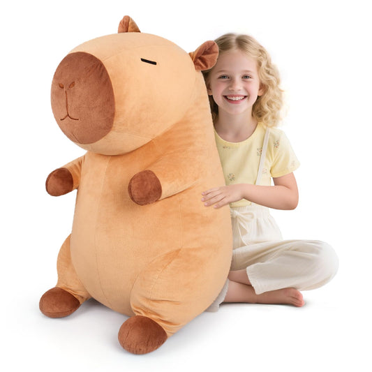 SuzziPals Giant Capybara Plush 30", Jumbo Soft Capybara Stuffed Animal, Giant Plush Toys Hugging Plush for Stress Relief & Cozy at Night, Huge Cuddly Capibara Plushie Gift for Kids Adults