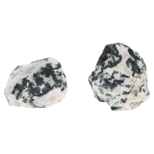 ANAYA AGATE Tree Agate 2 Pcs Raw Crystals Rough Gemstones w/Authenticity Card, Velvet Pouch - Large 1.25–2.0" Raw Stones for Tumbling, Cabbing, Polishing, Cutting Natural Healing Crystals for Home Decor, DIY Stones