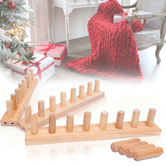 QAMGCYW 45" Chunky Yarn Loom, Beginner Hand Knitting Loom with Detachable Wooden Frame, Adjustable Size No Needles, DIY Blanket Weaving Loom, Premium Wood No Coating