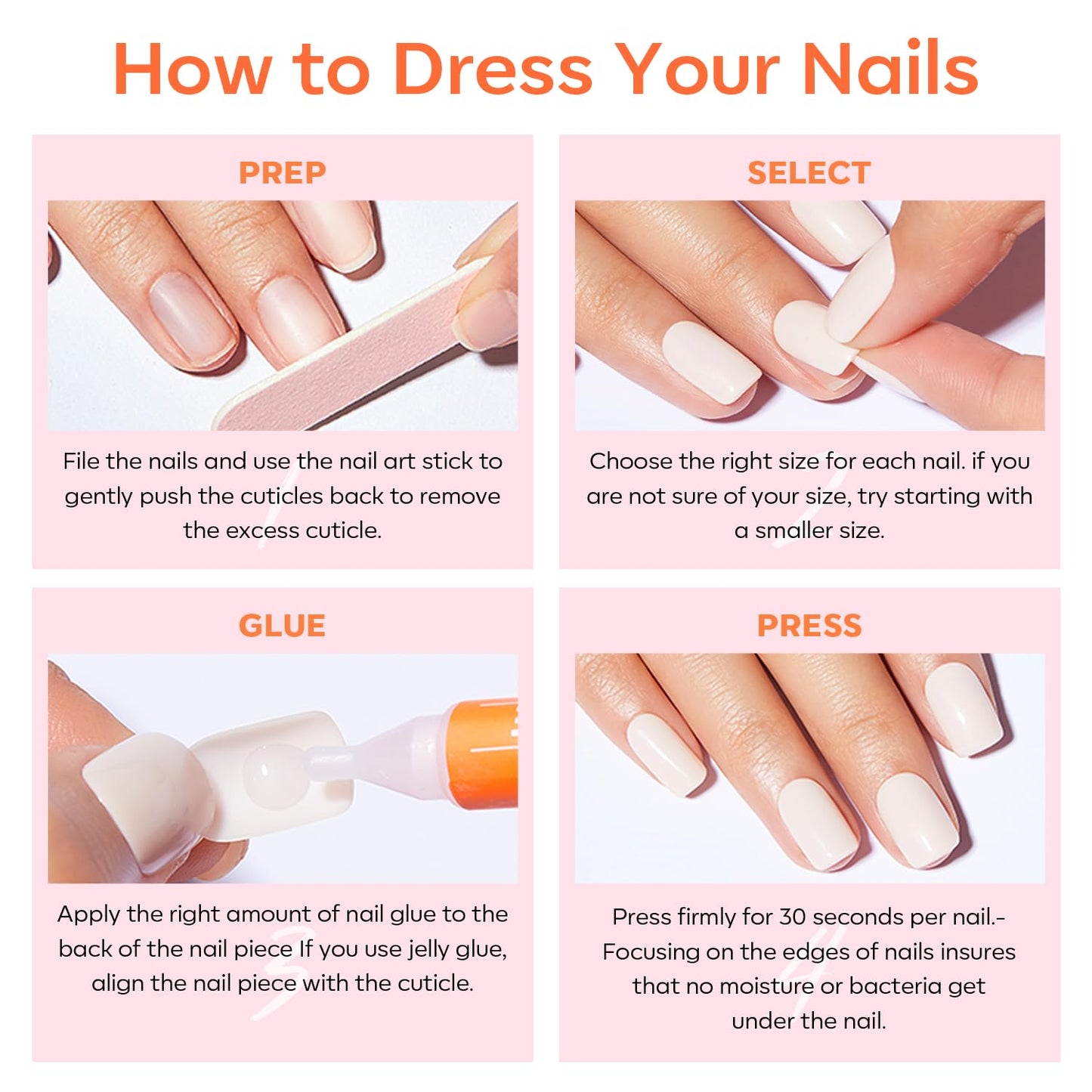 Modelones 32Pcs Brown Press on Nails, Short Square Fake Nails, Reusable Nail Kit with Nail Glue Adhesive Tabs Mini Nail File, Nails Press Ons 16 Sizes