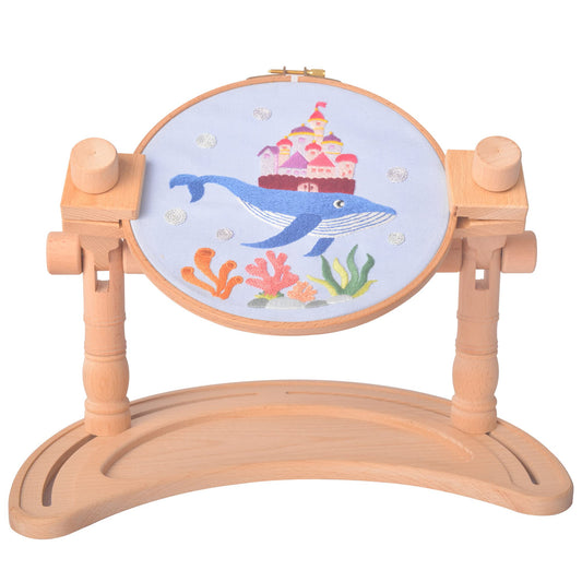 Multifunctional Embroidery Hoop Stand, Rotated Adjustable Embroidery Frame Stand Cross Stitch Stand, Beech Wood Embroidery Hoop Holder for Arts Crafts Sewing Needlework