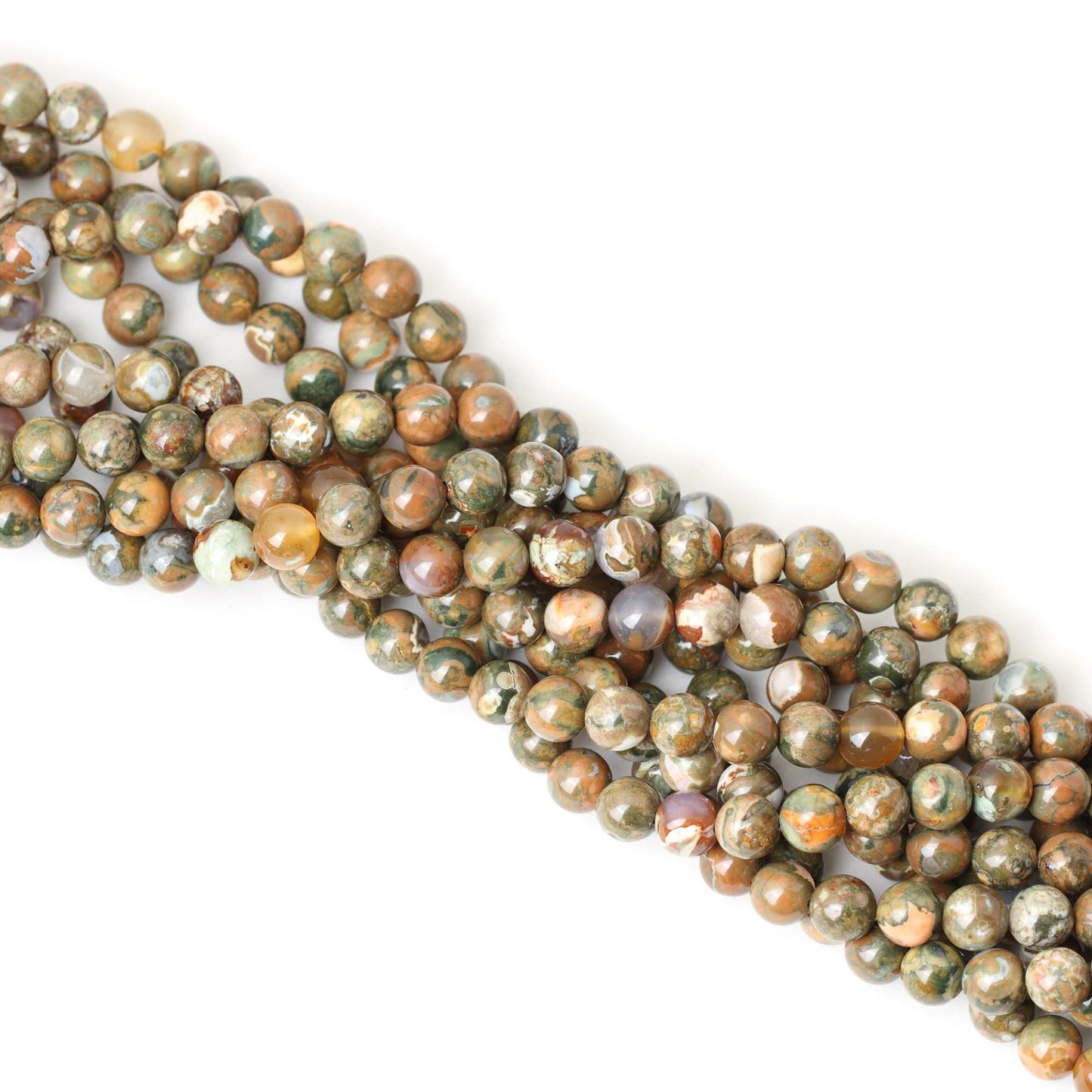 CHEAVIAN 45PCS 8mm Natural Coffee Rhyolite Stone Gemstone Round Loose Beads for Jewelry Making 1 Strand 15"
